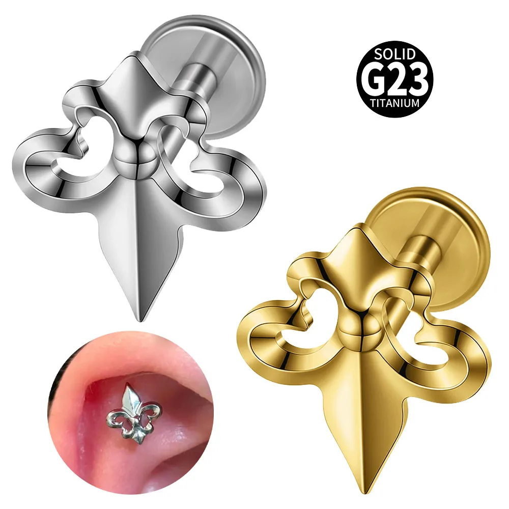 16G G23 Titanium Horn Spike Labret Stud Internal Thread Cartilage Tragus Helix Ear Piercing Jewelry Unisex Body Piercing Jewelry
