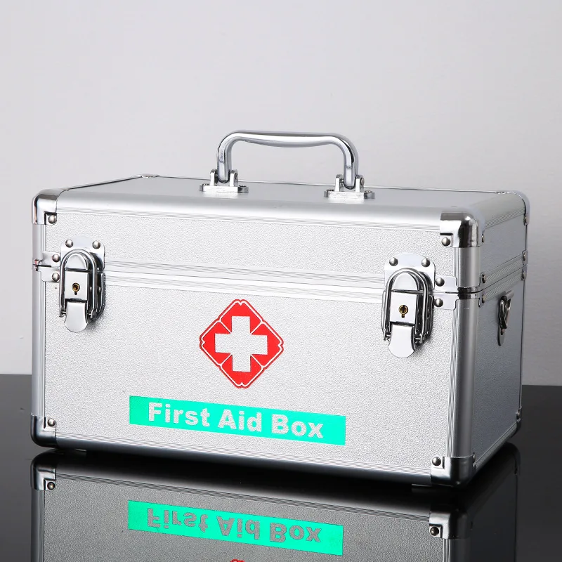 مجموعة الإسعافات الأولية المنزلية متعددة الطبقات، صندوق دواء من سبائك الألومنيوم وأحجام صغيرة، سعة تخزين كبيرة، رعاية صحية #4