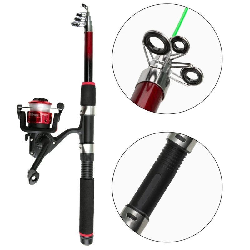 Telescopic Rod Float Baits Hook Connector Landing Net & Storage Bag Fishing Gear