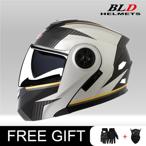 BLD 풀페이스 헬멧 오토바이 바이크 레이싱 ATV 크래시 헬멧 DOT ECE 인증 듀얼 바이저 안티포그 안전 하드 카스코 모토 성인용