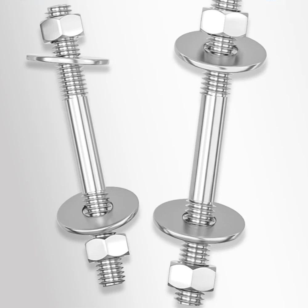M3 M4 M5 304 SS Double Thread Stud Bar Set Two Ends Thread Screw Through Wall Long Bolt Fastener Hardware Parts Length 16-200mm