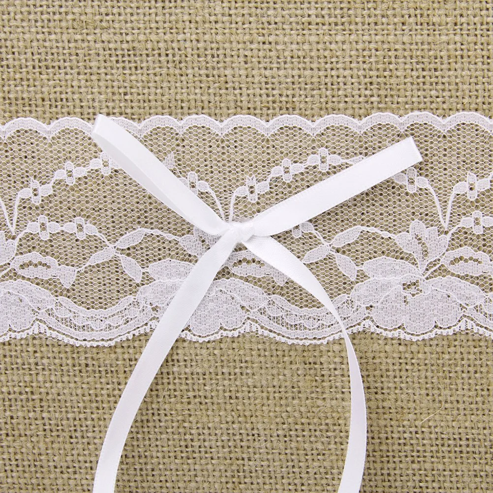 

Jute White Lace Guestbook Pen Pen Stand Wedding Reception 70 Pages Bride Groom Family Bridesmaid Groomsmen Guest Names Thoughts