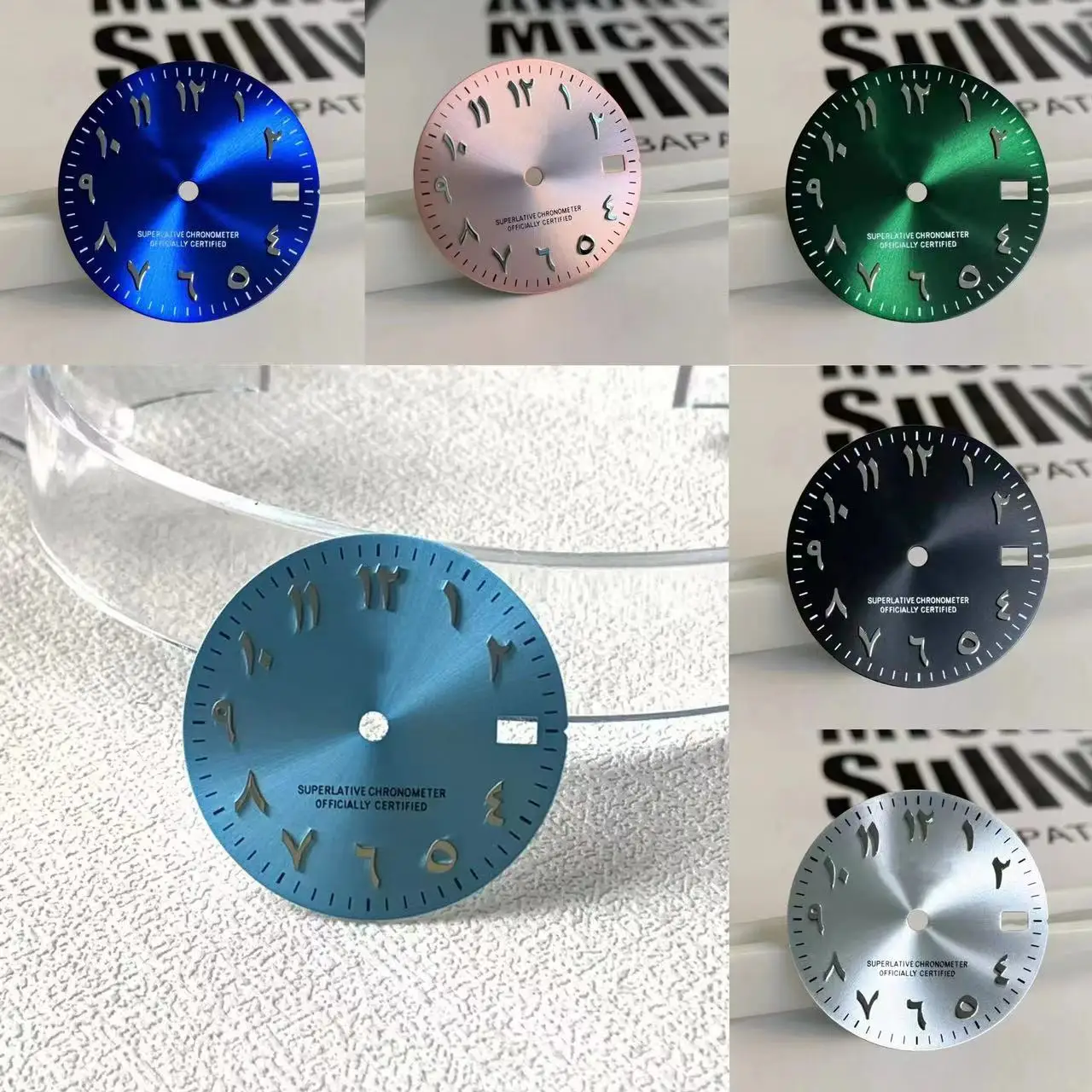 

28.5mm Arabic Numeral Blue Green Silver Black S Logo Dial With NH35 Automatic Movement And No Luminous 29mm Arabic s Dial NH36