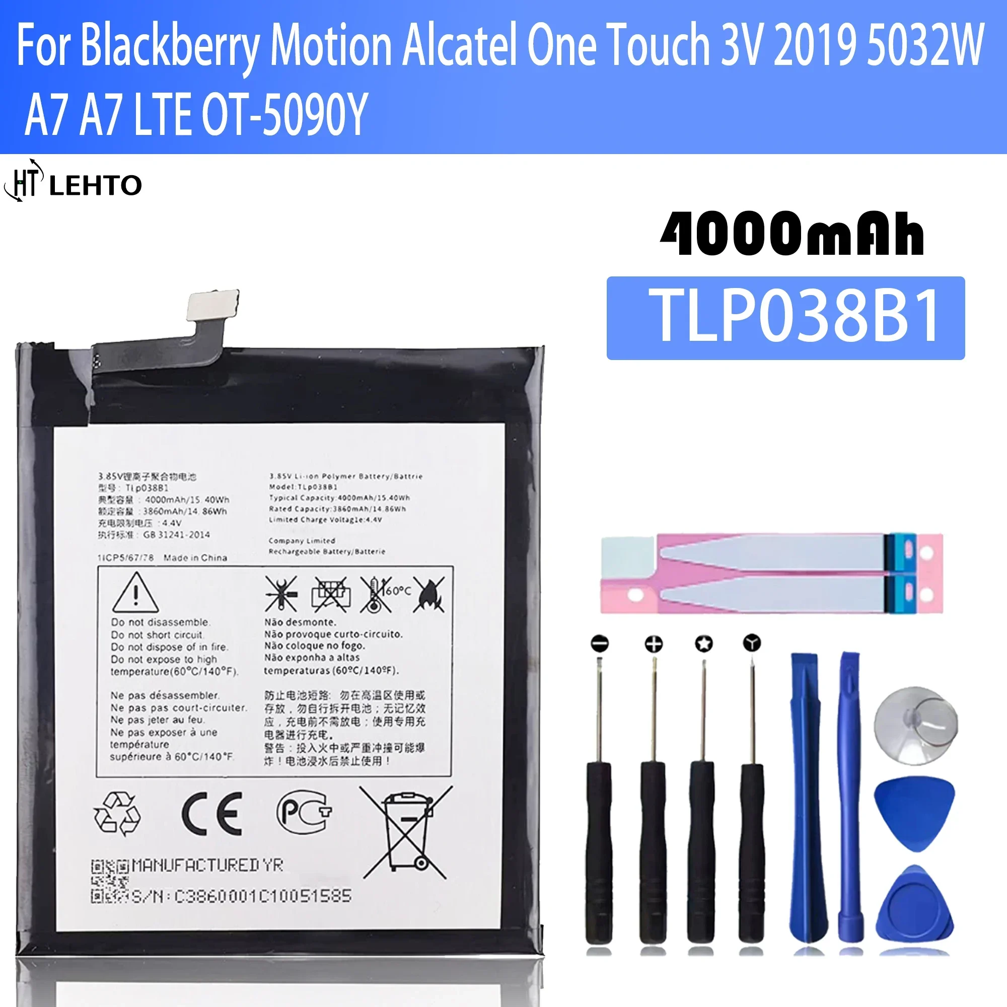 TLp038B1 TLp038BC Battery FOR Blackberry Motion Alcatel One Touch 3V 2019 5032W A7 A7 LTE OT-5090Y  Capacity Batteries