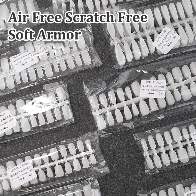 300 Pcs/Bag Fake Nail Tips Short Coffin Matte Coverage Transparent False Nails Tips Gel Nails Extension Diy Practice Nail Tool