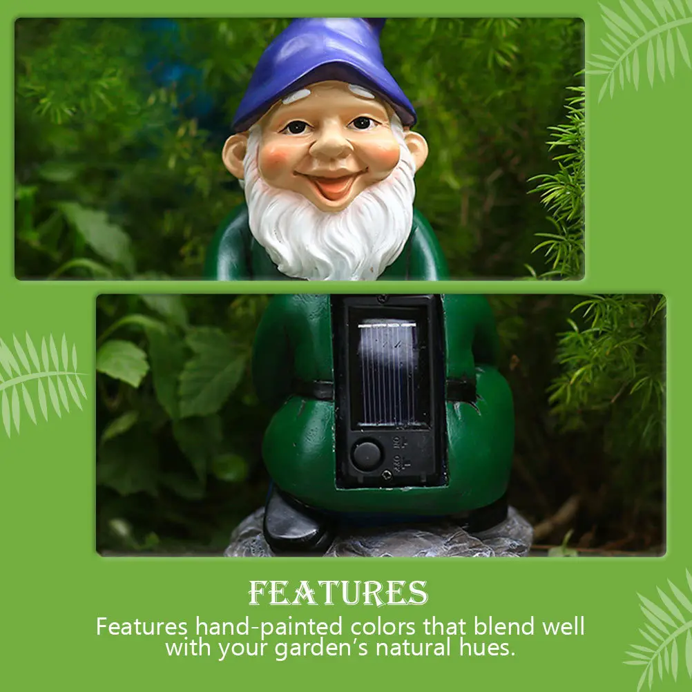 

Solar Powered Garden Gnome Statue Outdoor Resin Light for Lawn Yard Patio Decor Automatic Night Lighting Charging by Day Sun