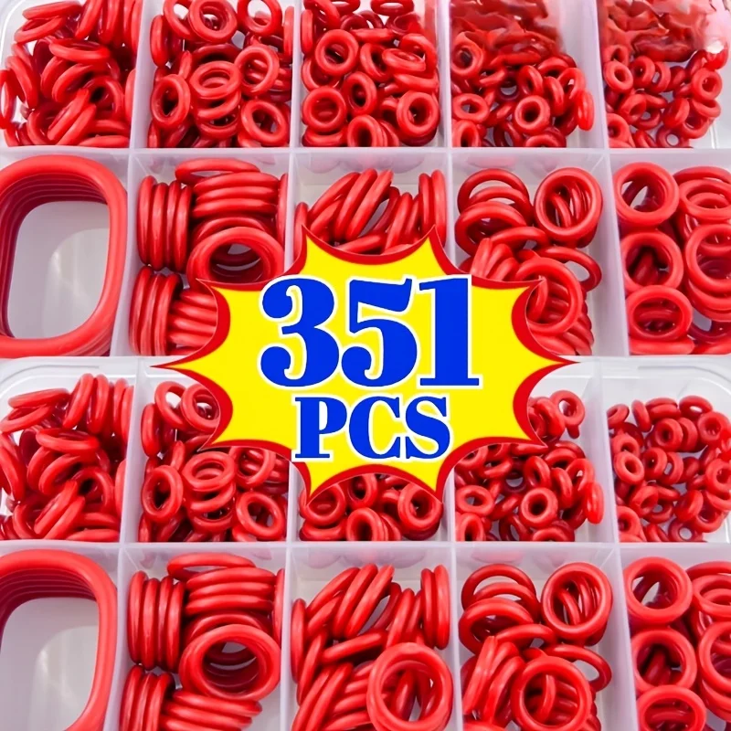 Multi-size Silicone O-Ring Set Waterproof Heatproof Rubber Seal Ring for Auto Repair Plumbing Gas Pipeline