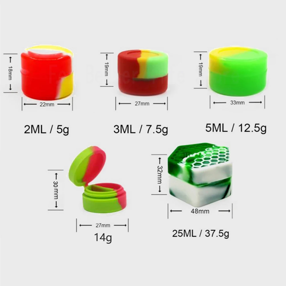 1piece mini jewelry box packaging box 2ml/3ml/5ml/7ml/25ml silicone container storage box storage oil wax glass random color