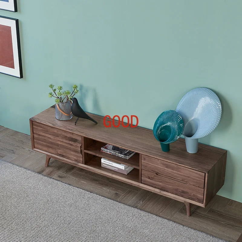 Japanese Simple Italian Solid Wood Floor Audiovisual Cabinet