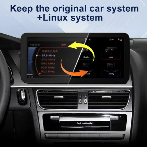 For Audi A4 A5 RS4 B8 10.25" 1920*720 2009-2016 Linux Stereo Display Screen Android Auto Wireless Carplay Car Multimedia Players