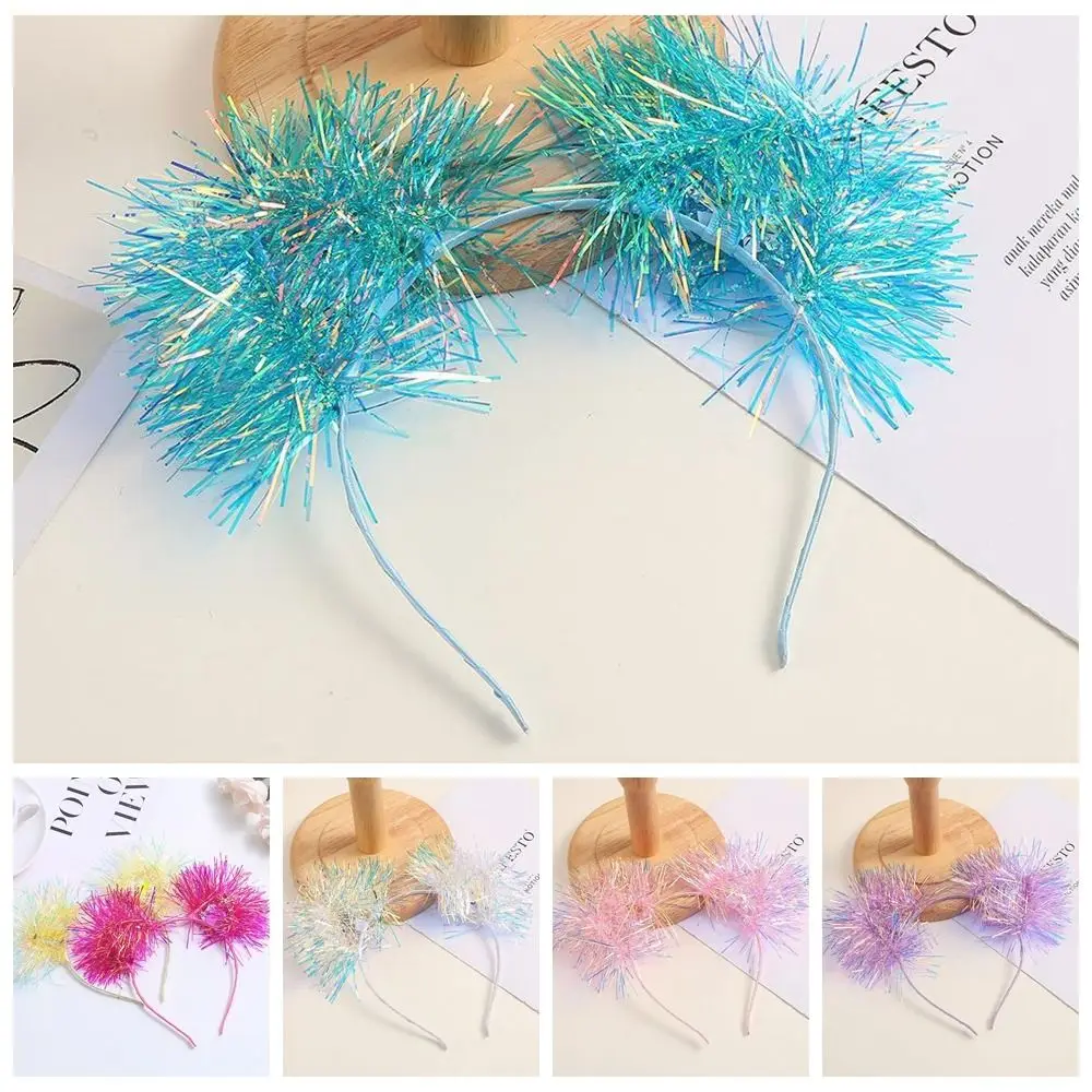 Tinsel LED Cat Ear Headdress LED Lights Color Change Cat Ear Headband Cat Ear Plastic Cat Ear Hair Accessories Christmas