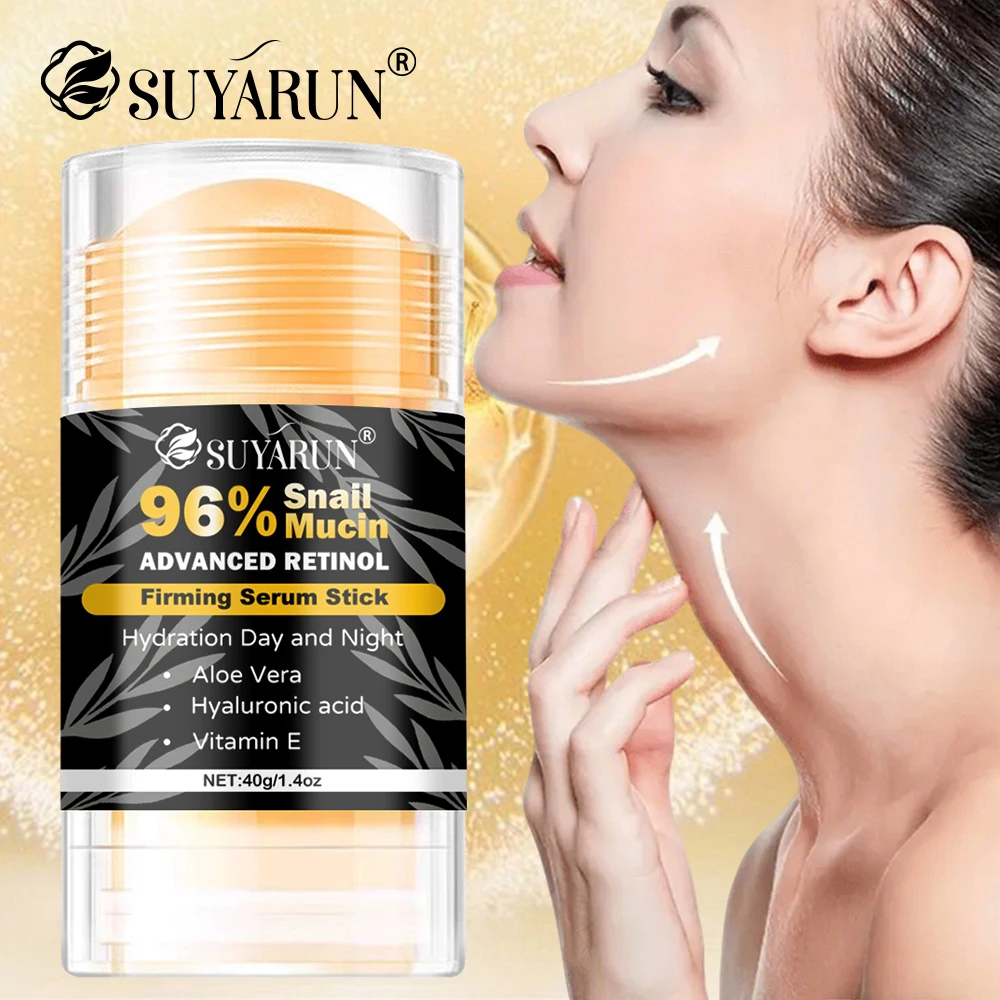 SUYARUN Crema antienvejecimiento en barra 96% de mucina de caracol y retinol: cuidado reafirmante de cuello, rostro y pies, hidratación intensiva.