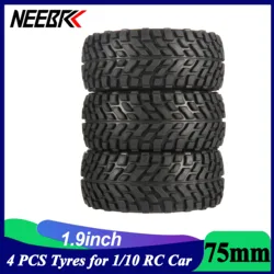 4PCS NEEBRC 75mm 1.9 inch Rubber Tyre Wheel Tire Hex Rim Hub for 1/10 1/14 1/16 RC Car Crawler Off-road Climbing HPI Wltoys