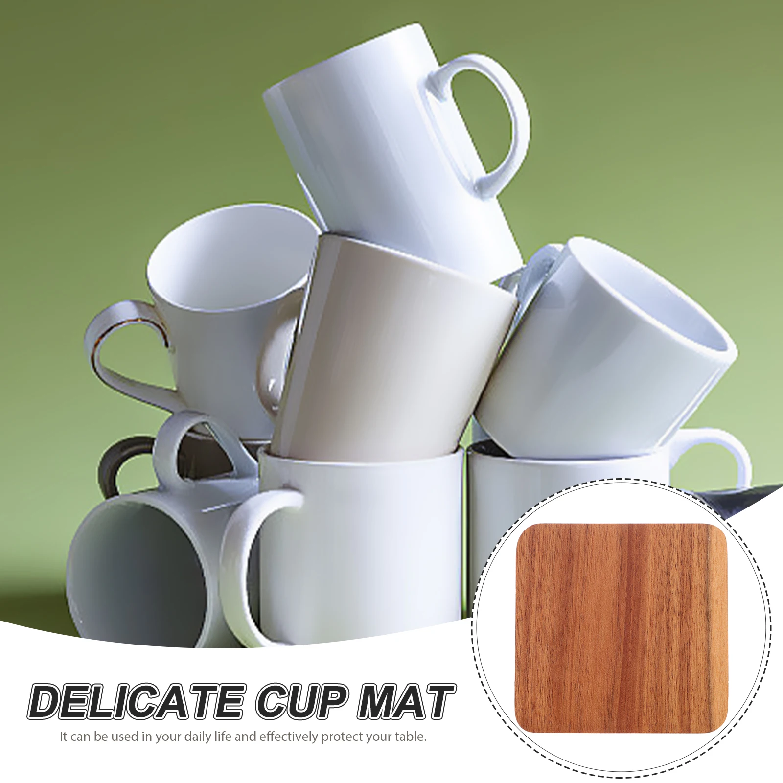 

4pcs Wood Coasters 10x10cm Square Anti-Slip Heat Insulating Coffee Cup Mats Home Kitchen Table Protector Easy Clean Wooden Pads