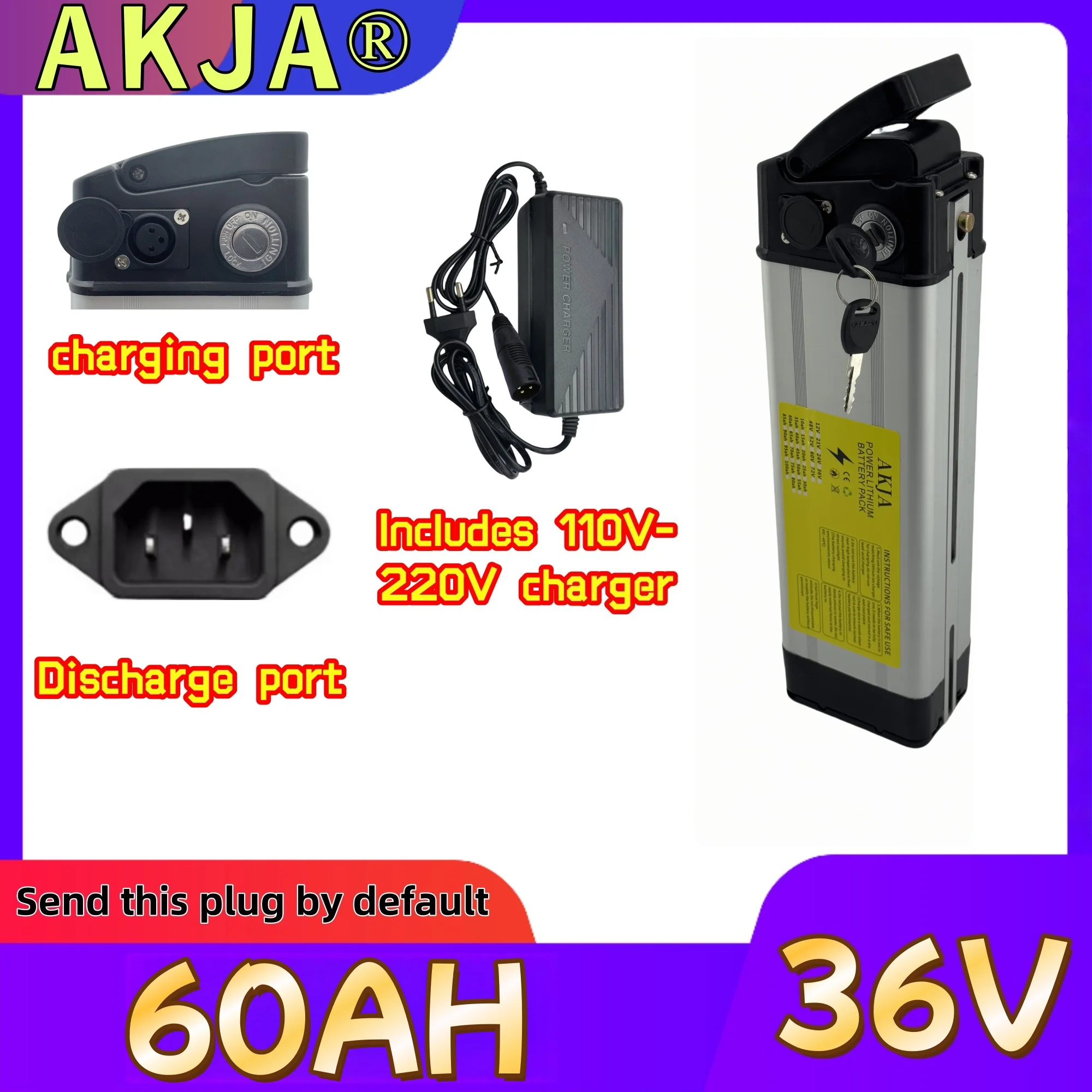 

Air fast transportation 36V50AH 18650 high-capacity lithium battery pack Suitable for Silver Fish motors below 250-3000W