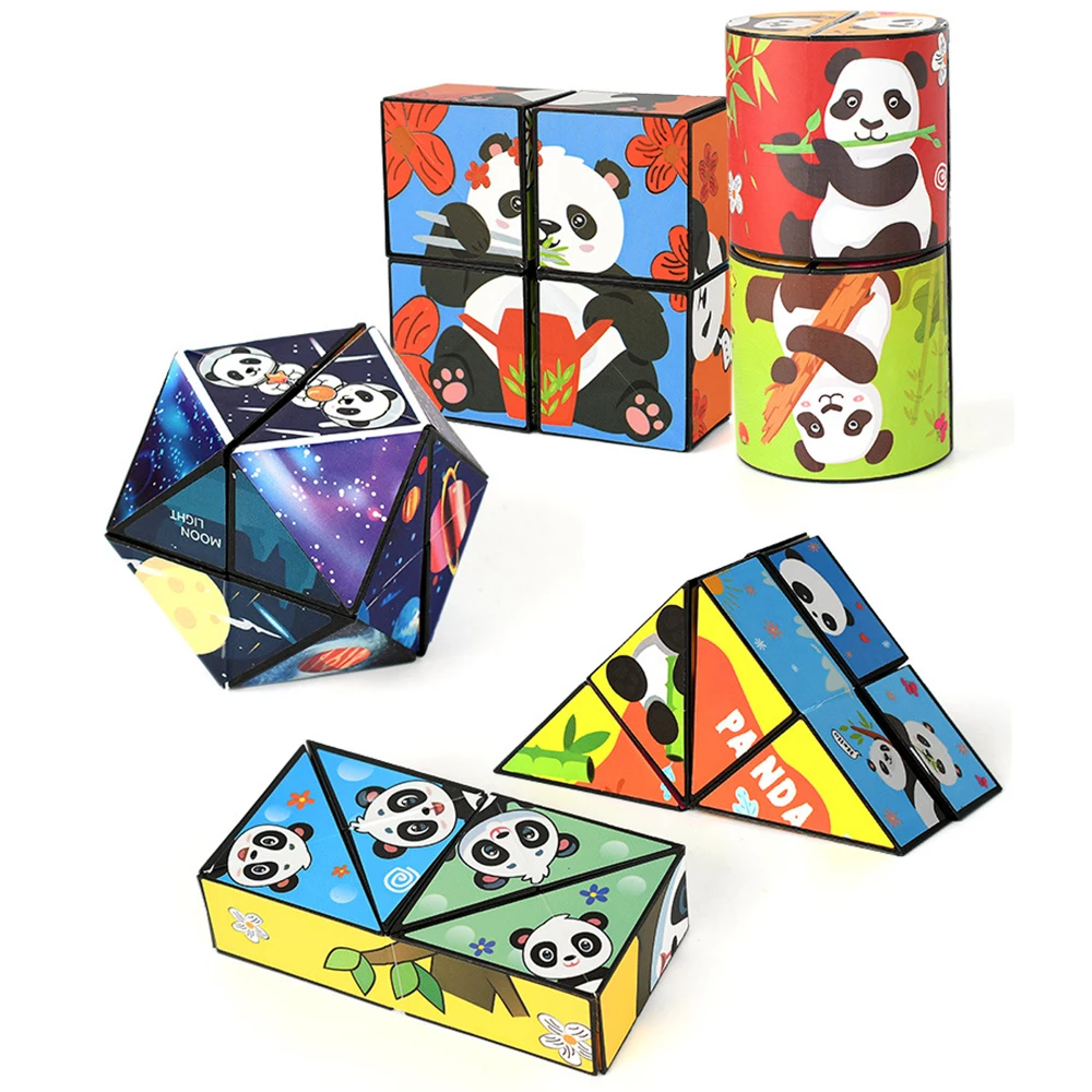 Panda nieskończona magiczna kostka odwracająca dekompresja Puzzle trójwymiarowa mała zabawka 3D deformacja antystresowy kształt zmieniający pudełko