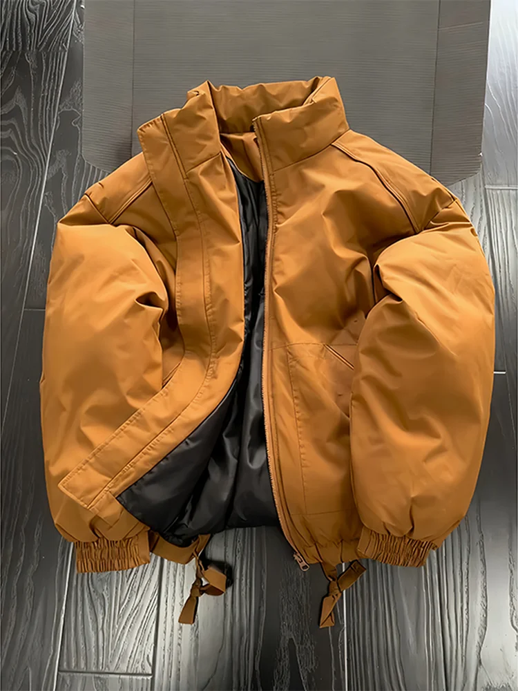 

Thiened Brown American Pilot Jaet Men's Winter Warm Cotton Coat ort Stand Collar Bread Sle Casual Faion Polyester F...