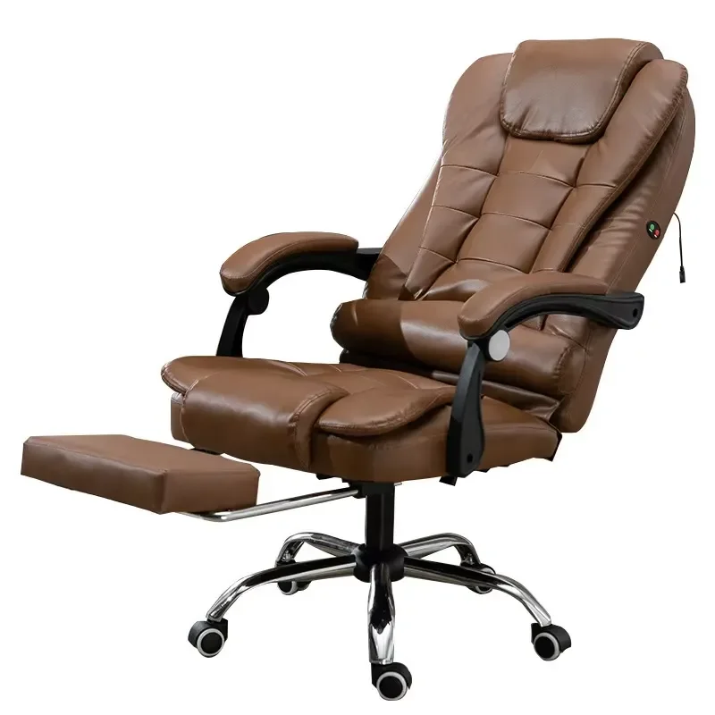 Modern Executive Office Chair High Back Leather Boss Seat Adjustable Tilt Rotary Swivel Steel Base Home Bedroom Furniture