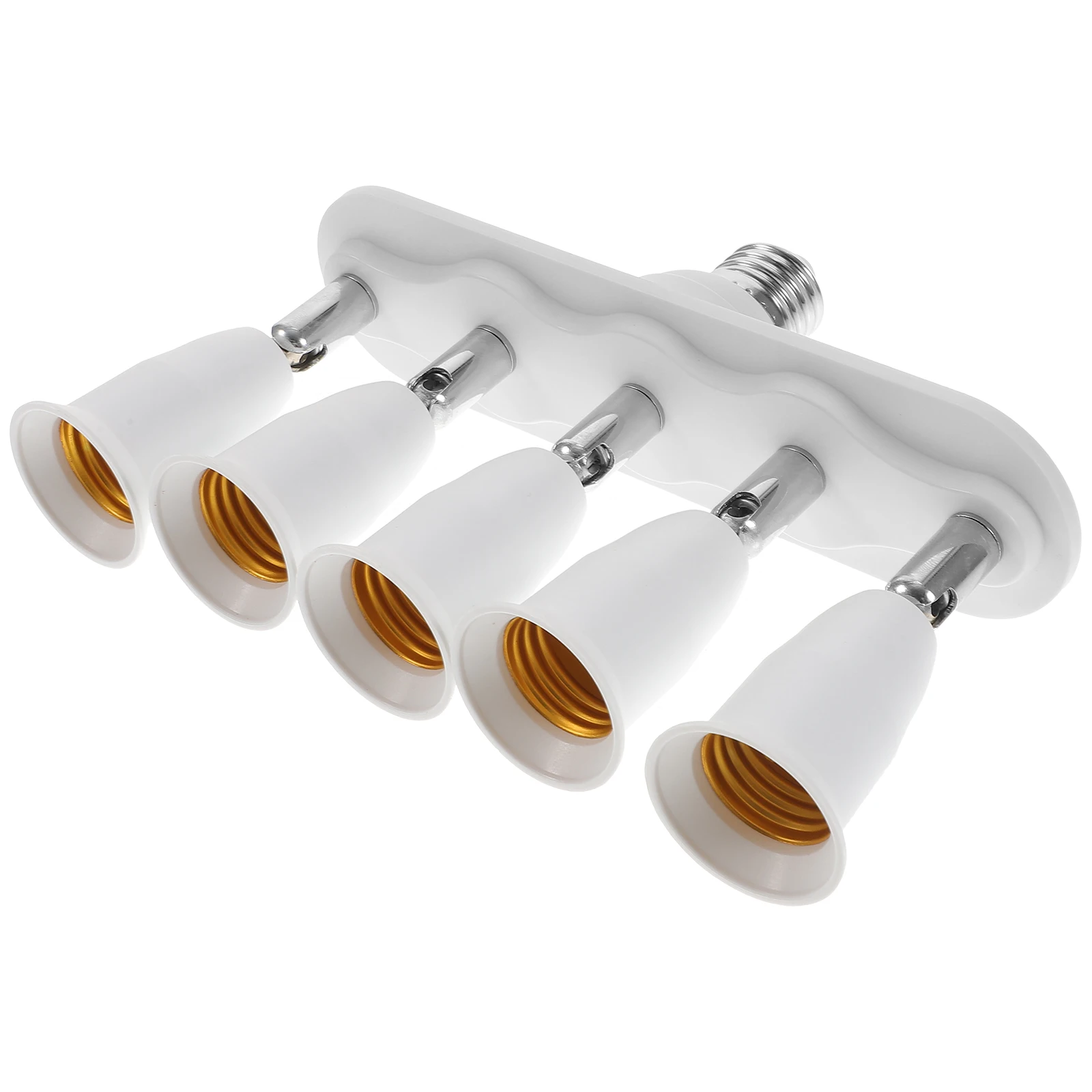 

5 Heads Light Socket Splitter E27 E26 Rotatable Flameproof Copper Contact Easy Install Living Room Bedroom Garage Workshop