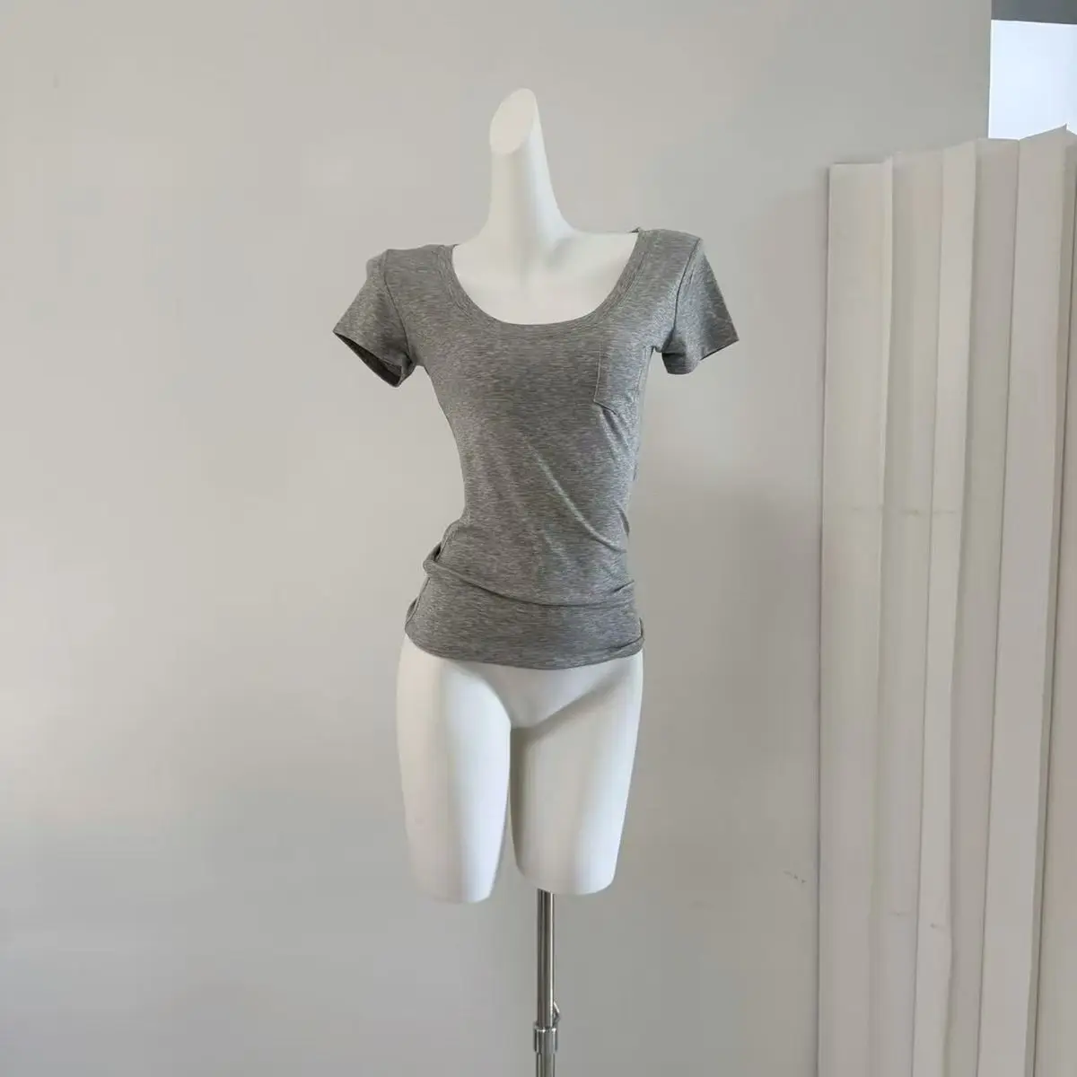 Skin-Centering Modal Milk-Scarf T-Shirt Short-Sleeved Slim-Fit Korean Style Women's Summer Top Breathable Comfortable round Neck