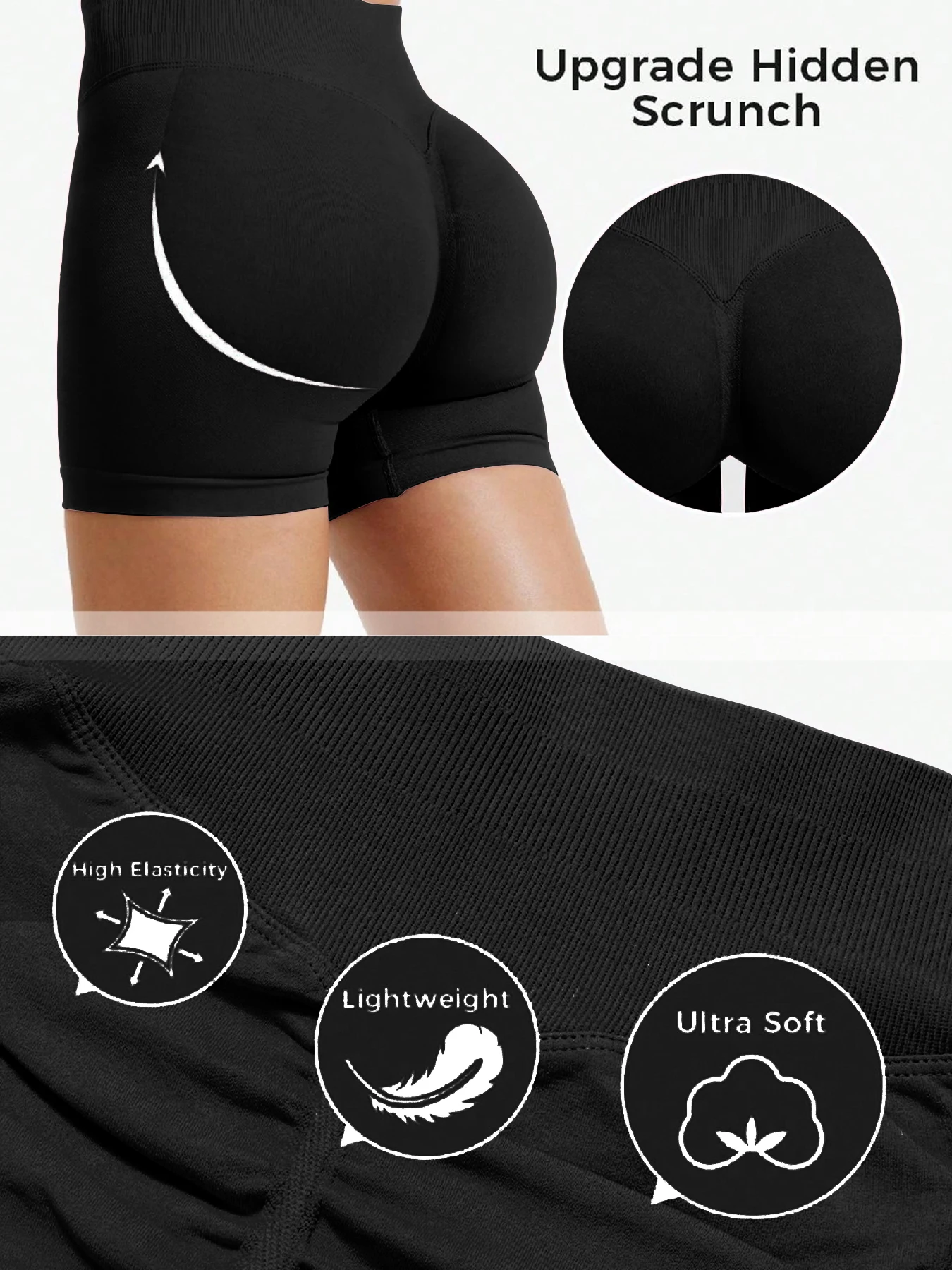 High stretch hip lifting fitness yoga shorts with peach hips and no awkward lines, Pilates medium intensity training shorts image 6