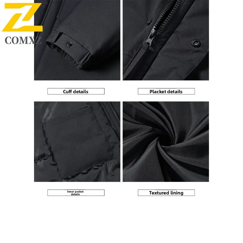 COMXZ 2025 الرجال النساء زوجين بلون الوقوف طوق شيربا اصطف ملابس العمل سترة الشتاء غير رسمية العصرية معطف خفيف الوزن #6