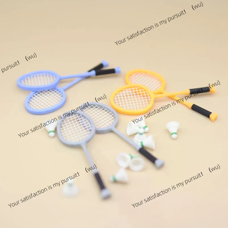 Doll House Miniature 1/12 Scale Badminton Racket Set, Mini Sports Simulation Scene for Pretend Play