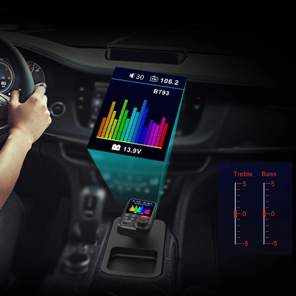 1.8 Inch Handsfree Car Radio Treble Bass Sound Bluetooth-Compatible Car Wireless USB Fast Charger Car Charger Adapter MP3 Player