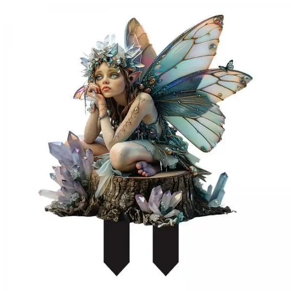 Yard Art Decor Acrylic Elf Fairy Stake 2D Garden Sign Outdoor Decoration for Plant Pot and Landscape