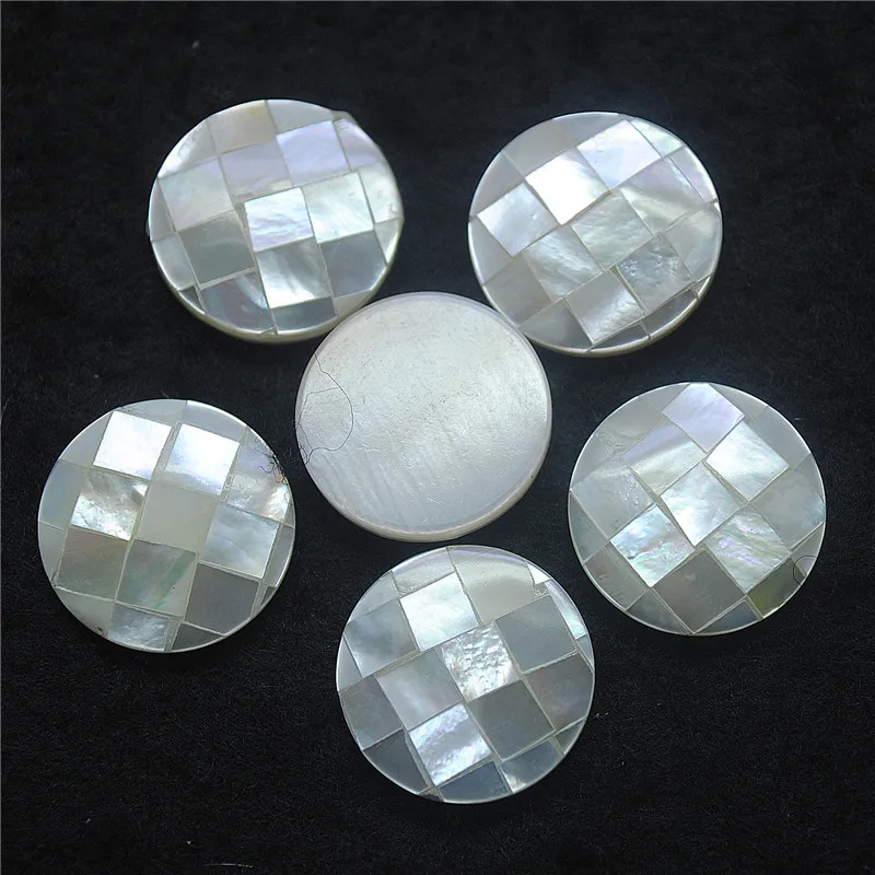 4PCS Natural White Shell Cabochons Mosanic Sea Mother OF Pearl Round SEQUARE SHAPE 14X14MM  16MM LOOSE BEADS CABS