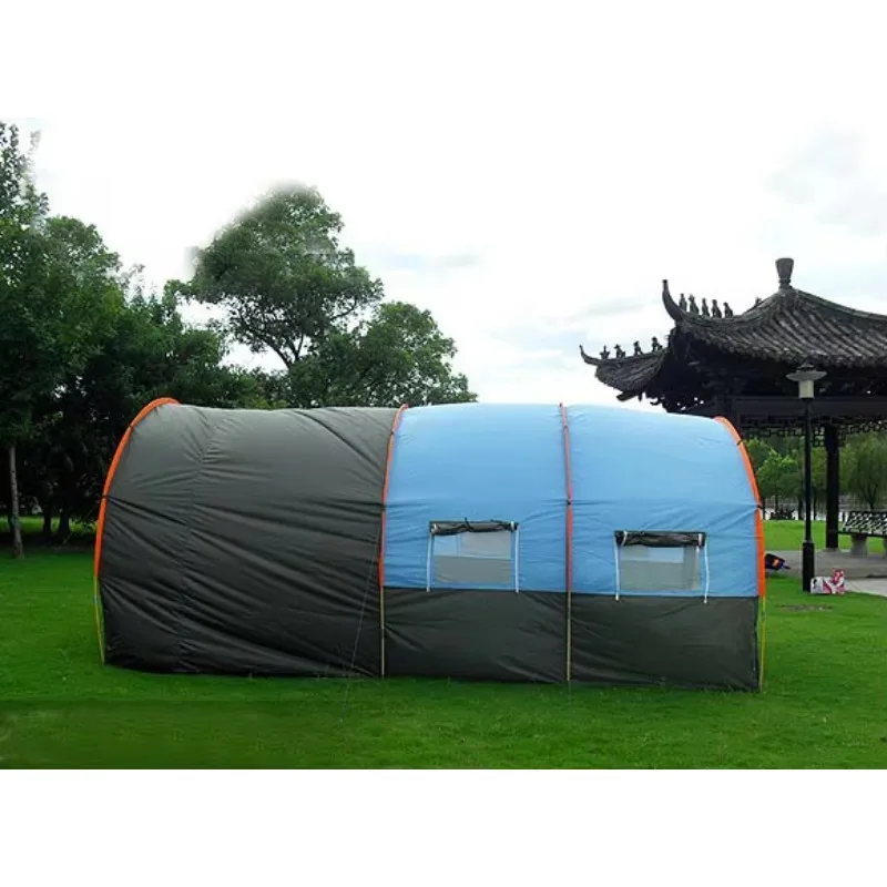 Explosive outdoor camping tunnel tent One-bedroom and two-living multi-person tent Team tent