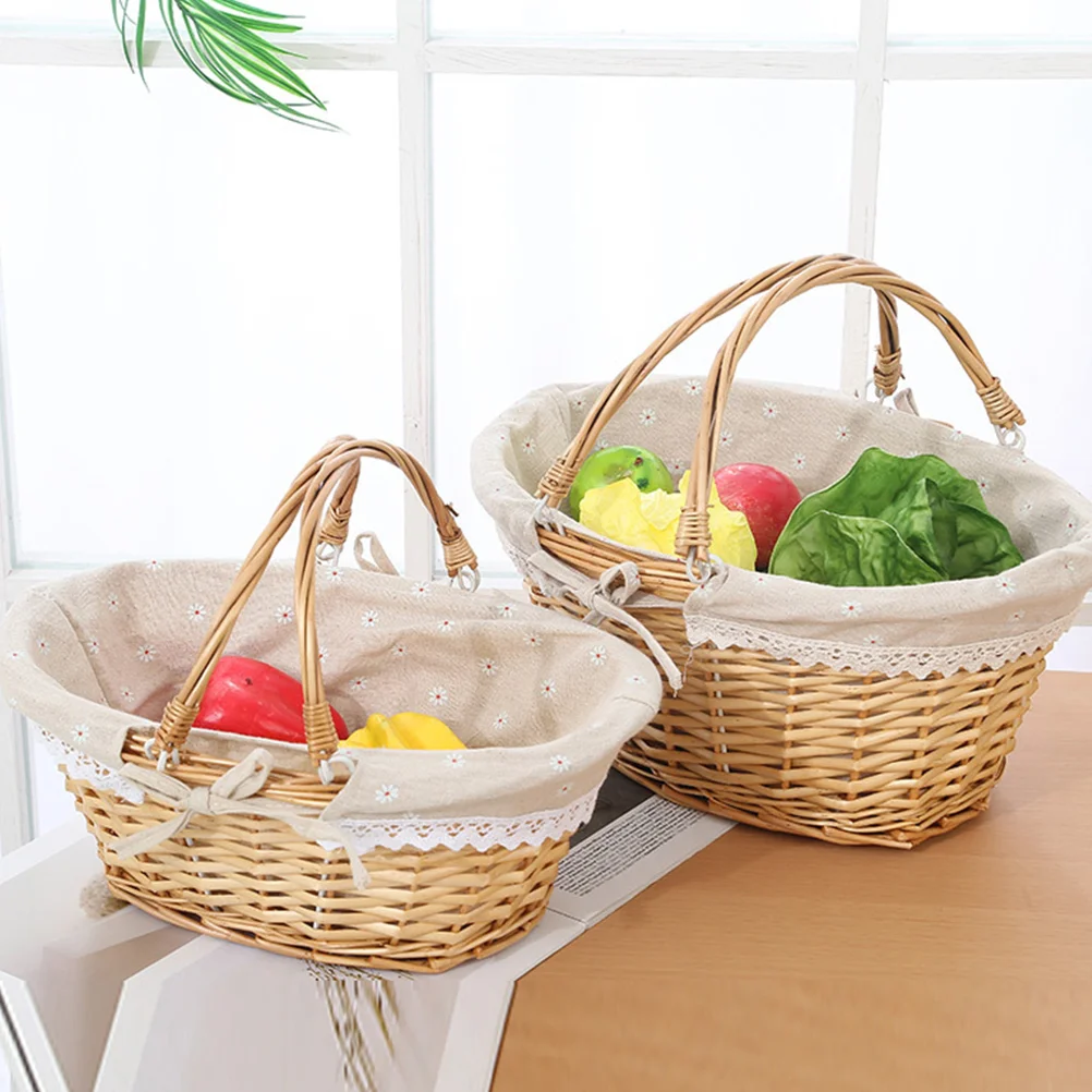 Backpack Picnic Basket Shopping Backpacks for Girls Small Wicker with Handle Cloth Mini Vegetable
