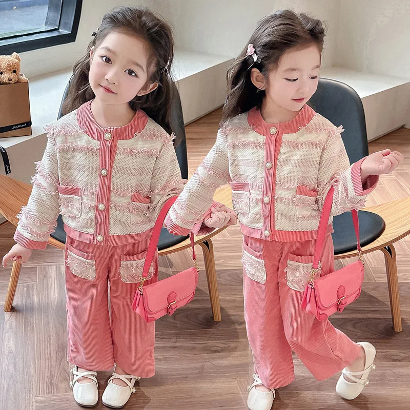 

Girls Clothes Suit Tassel 2-piece Set 2024 Spring and Summer New Fashion Children Dress Girl Baby Sweet Two-piece Set Clothes