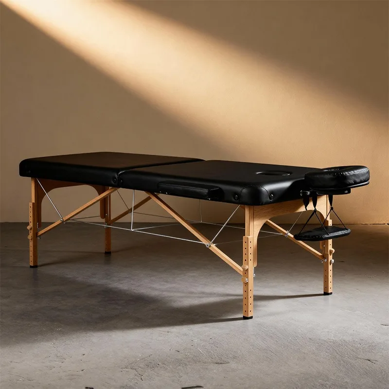 Beauty bed folding portable traditional Chinese medicine massage bed reinforced with armrests comfortable beauty salon beech mas