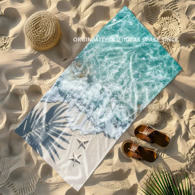 Starfish Ocean Wave Beach Towel Patterned Sunscreen And Windproof Suitable For Swimming Pool Camping Travel