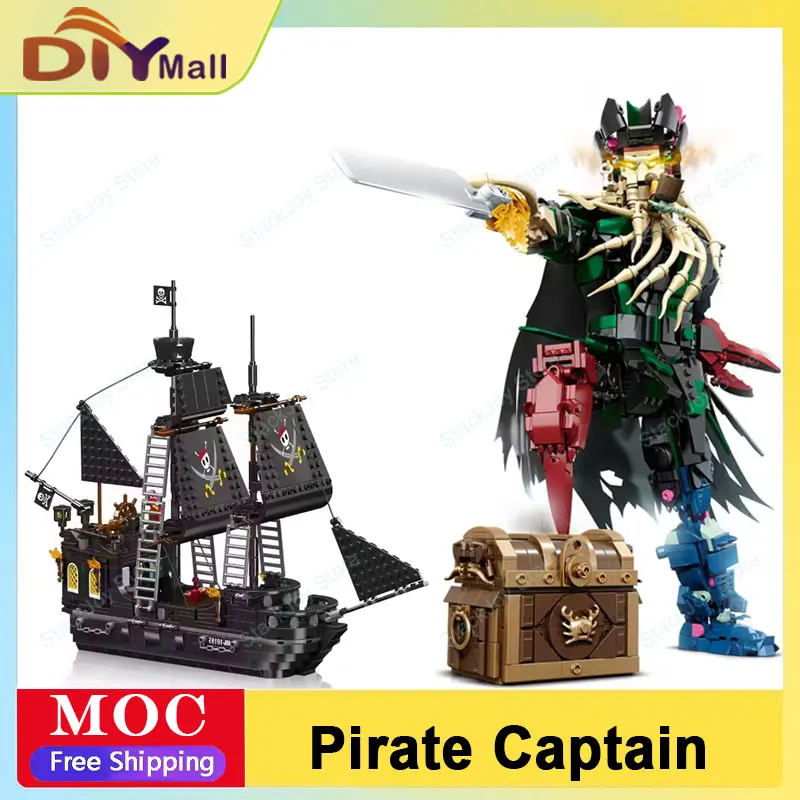 

Pirate Captain MOC Building Set DIY Model Kit Collector’s Display Gift Assembly Bricks for Adults Teens Christmas