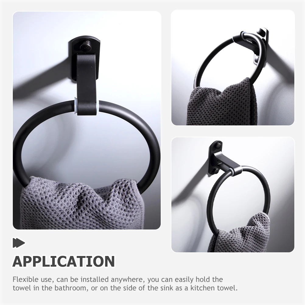 

Wall Mounted Towel Rings Space Aluminum Waterproof Anti Rust Bathroom Accessories Reliable Hanger For Kitchen Bedroom Home Decor