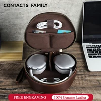 Funda de cuero genuino para Apple AirPods Max SONY WH1000 XM4 XM5 XM6 auriculares Estuche de transporte de viaje funda protectora caja de almacenamiento