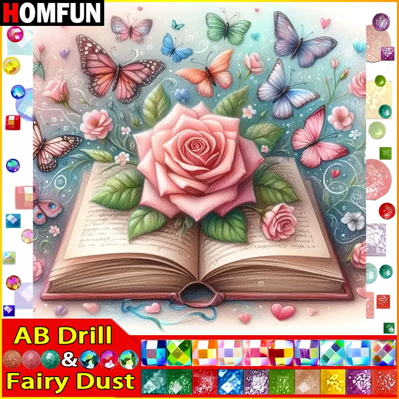 HOMFUN Fairy Dust AB Rhinestone Painting Crystal Decor Diy Diamond Painting 