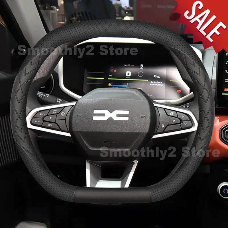 Car Leather Steering Wheel Cover For New Dacia Bigster Duster Spring Sandero 2025 2026 2027 Interior Accessories
