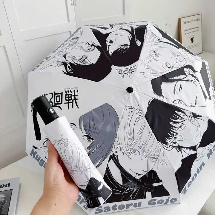 

Anime Jujutsu Kaisen Cosplay Full-automatic Windproof Sunshade Sunscreen Fold Cartoon Send Friend Umbrella Birthday Xmas Gift