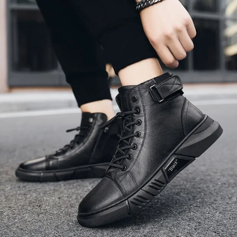 Black Trendy 2025 Warm Winter Men\'s Boots Vintage In Promotion Classic Original Deals Size 45 Retro Offer Fashion New Male Shoes