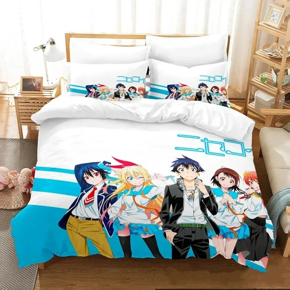 3D Print Anime Nisekoi False Love Bedding Set Boys Girls Twin Queen King Size Duvet Cover Pillowcase Bed boys Adult