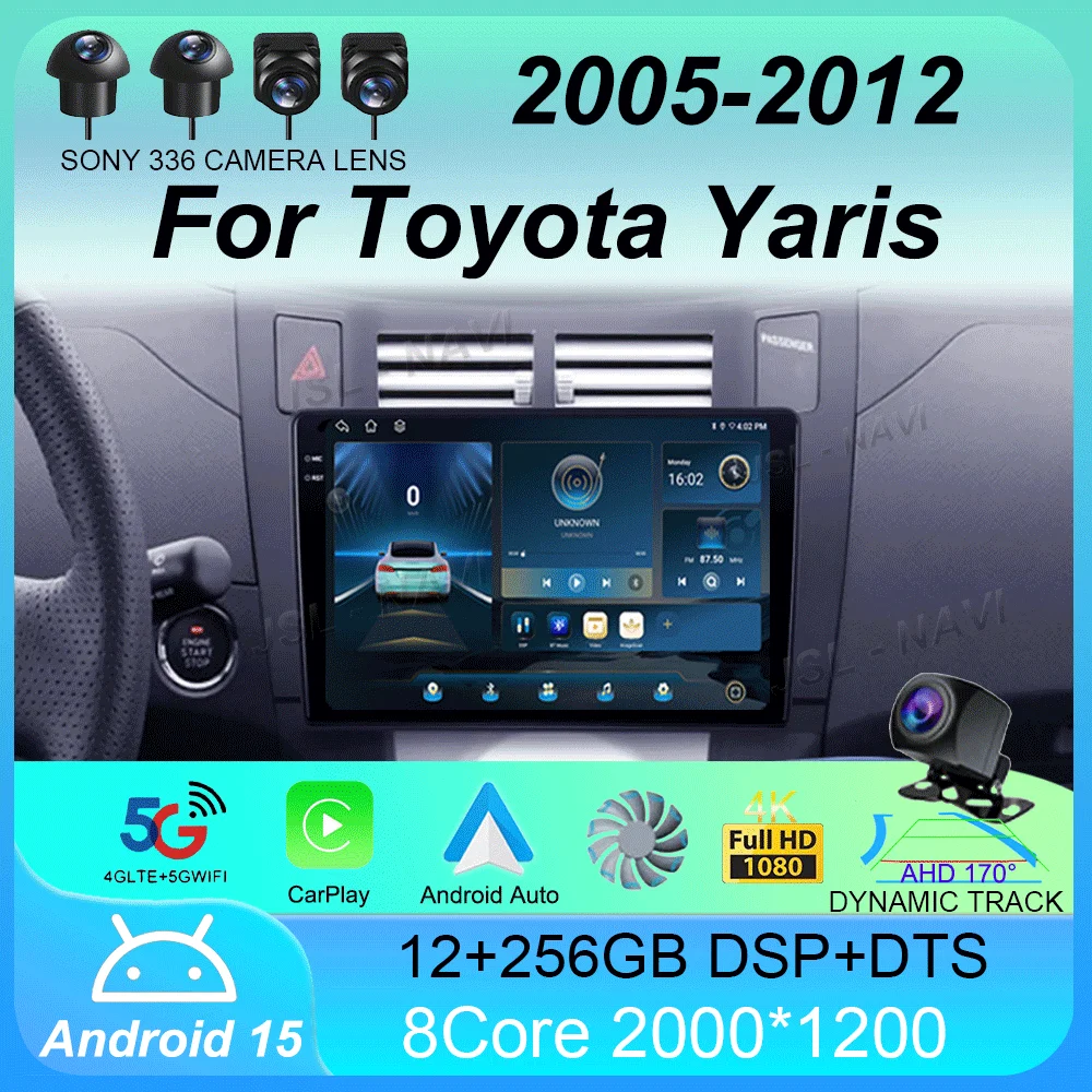 

Автомобильный радиоприемник Android 15, Carplay для Toyota Yaris 2005 2006 2007 2008 2009 2010-2012, мультимедийный плеер, GPS, 2Din, стерео головное устройство DSP