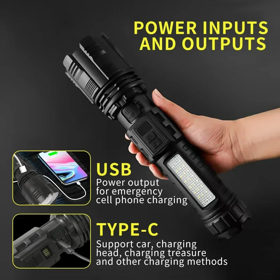 2025 linterna LED ultrapotente antorcha de luz fuerte recargable 3000mah luz de Flash 1000M tiro largo Lantren táctico al aire libre