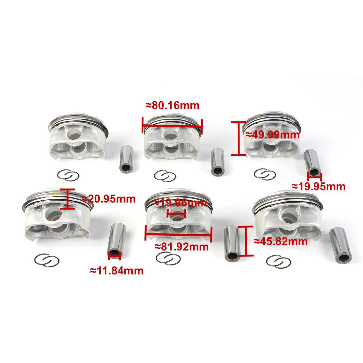 6 stücke N52B2 Motor Kolben & Ringe Set Φ82mm CR 11:1 11257612982 11257561848 Für BMW E60 E90 E92 323i 525i X1 X3 X4 N52B25 2,5