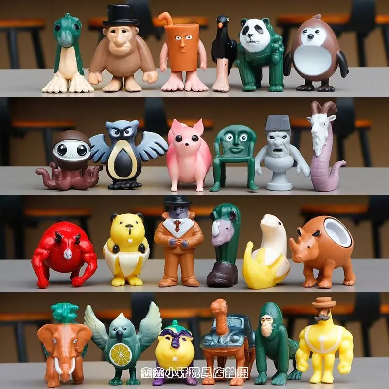 Um conjunto completo de brinquedos estrangeiros "Shan Hai Jing", figuras engraçadas de palitos de madeira, estatuetas da moda de coco Kapi Bala e presentes decorativos