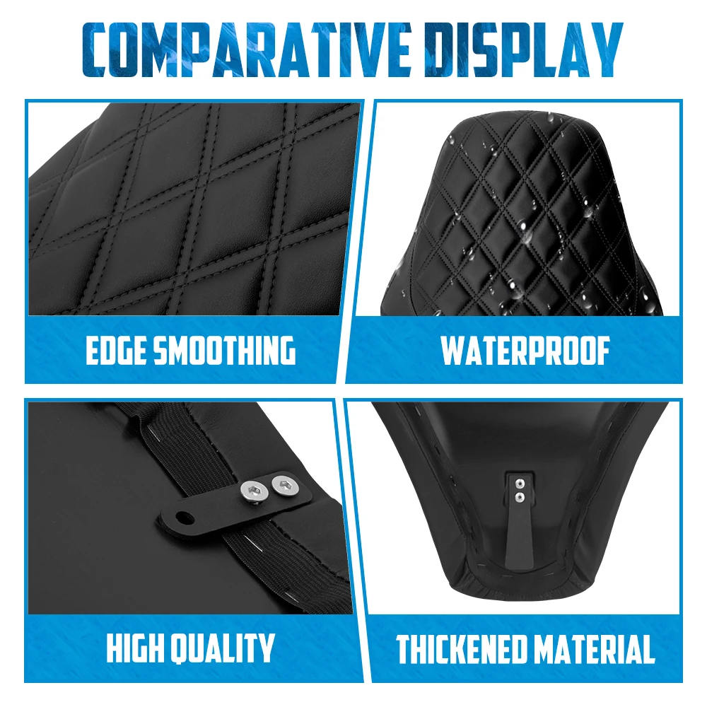 Motorcycle Driver Seat Front Solo Diamond Cushion For Harley Softail Breakout FXBR Rocker FXCW 08-2017 Leather Low Profile Seat 5