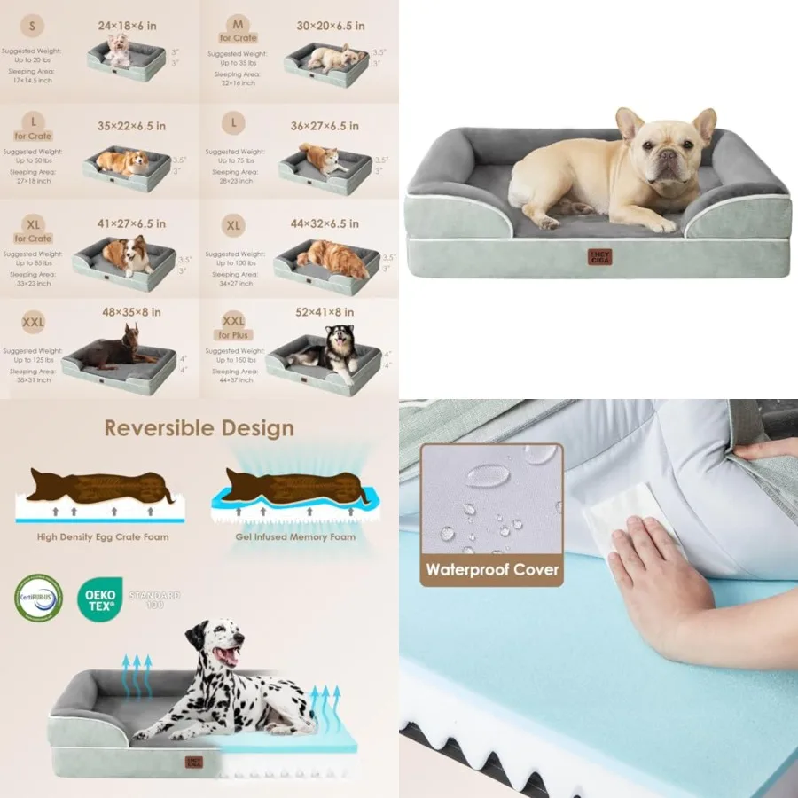 

Orthopedic Dog Bed for Medium Dogs, Waterproof Memory Foam Medium Dog Beds with Sides, Non-Slip Bottom and Egg-Crate Foam Pet C