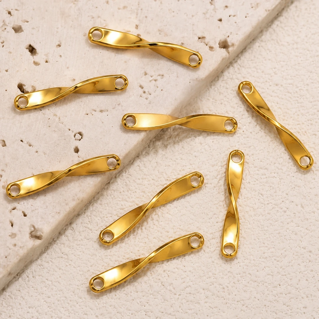 5 Stück 304 Edelstahl Wellenförmige Gedrehte Schmuckverbinder Anhänger Metallperlen für DIY Ohrringe Halsketten Schmuckherstellung – Detail 4